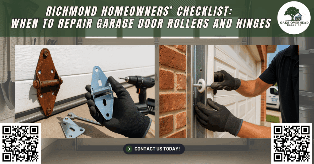 Richmond Homeowners’ Checklist: When to Repair Garage Door Rollers and Hinges 4 Richmond Homeowners’ Checklist: When to Repair Garage Door Rollers and Hinges - Oaks Overhead Doors Co.